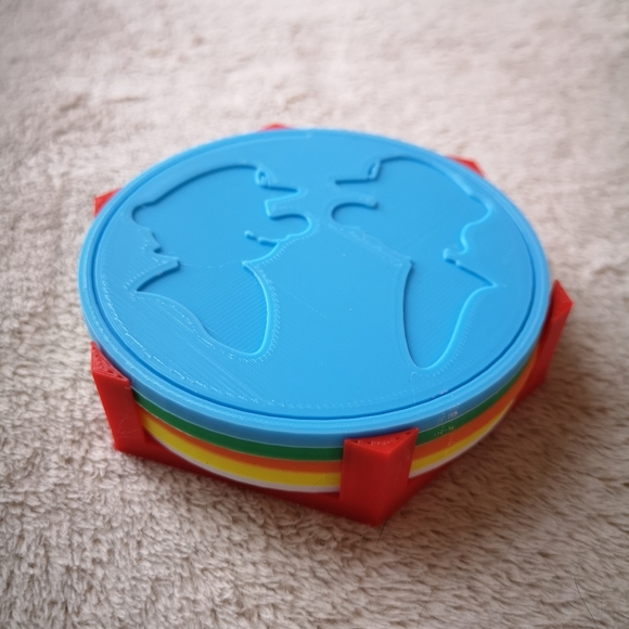 Custom Made! Super Mario Coaster Set + Holder - Picture 4 of 5